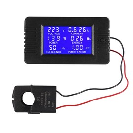 AC Digital Meter, AC 80-260V 100A LCD Display Digital Current Voltage Power Energy Frequency Power Factor Multimeter Ammeter Voltmeter 100A(Split Core Current Transformer)