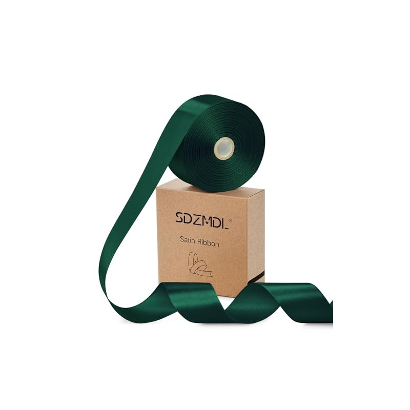 SDZMDL Forest Green Satin Ribbon for Gift Wrapping, Christmas Tree