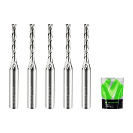 SHARPRO Spiral Upcut Router Bit 1/4 Inch Shank 1/8 Inch Cutting Dia. 1'' CL. Extra Long 2-1/2'' OVL. Carbide Upcut CNC Bits, Ideal for Wood Engraving and Plunging Applications (5PCS)