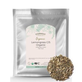 Starwest Botanicals Organic Lemongrass - Dried Loose Leaf Herb for Tea & Cooking, Natural Rose & Citrus Aroma, Source of Antioxidants, Certified Kosher, Non-GMO - Bulk 1 lb Bag
