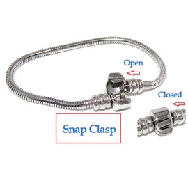 Stainless Steel Starter Charm Bracelet Barrel Snap Clasp Unscrew END