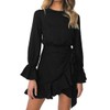 WEEPINLEE Womens Long Sleeve Round Neck Ruffles Wrap Dresses Party