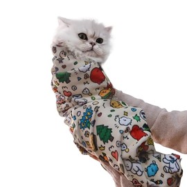 27.6" Cat Grooming Wrap Cat Wrap for Cutting Nails Cat Restraint for Nail Clipping Cat Swaddle Wrap Cat Burrito Wrap L(Within 15lbs) Anti-Scratch Anti-Escape Multifunctional Pet Tool