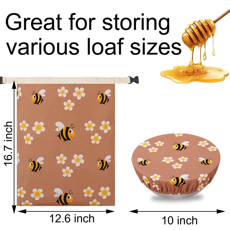 AMZDOTD Reusable Sourdough Bread Bags with Cotton Bowl Covers,Cotton Beeswax