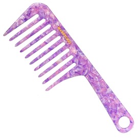 MANETURAL D1 | Wide Tooth Handle comb for Curly Hair| Elevates, Preserves Curl, Smooths hair Acetate comb(Shiny purple)