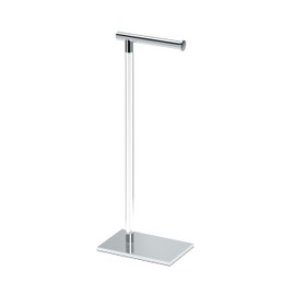 Gatco 1331C Modern Rectangle Base Freestanding Toilet Paper Holder 22.25" Chrome/Acrylic with Weighted Base