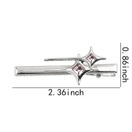 Star Hair Clips Y2K 2000s Pink Rhinestone Star Hair Alligator Clips Barrettes Hairpin Hair Pins for Girls Women Silver Metal Duck Bill Clips for Hair Small Aesthetic Star Hair Accessories