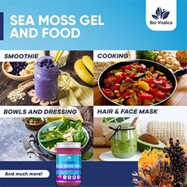 Sea Moss Gel by BioVitalica - Irish sea Moss raw Organic - Premium Quality - Dr Sebi, Vegan superfood for Cells - 100% Natural Seamoss Gel - (Pack of 2, Elderberry)