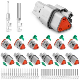 JRready DW1017 3 Pin Deutsch DT Connector Kit, IP68 Waterproof Electrical Automative DT Connectors Kit with 18Pairs Size 16 Stamped Contacts 16-18 AWG, for Car Truck Boat, 6 Sets