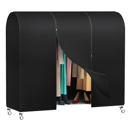 Zilink 72" Garment Rack Cover Dustproof Breathable Clothes Rack Cover Large Garment Bags Protector Cothing Rack with Cover with 2 Durable Zippers for Garment Rack, Black, (Rack Not Included)