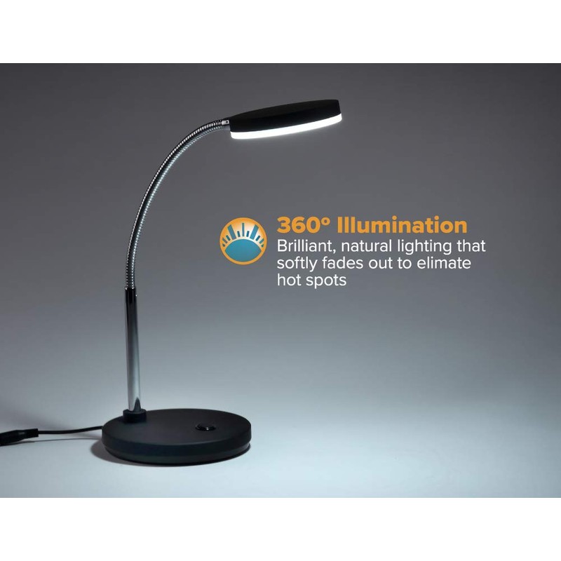 Bostitch Office VLED1800BK Metal Gooseneck LED Desk Lamp, Black