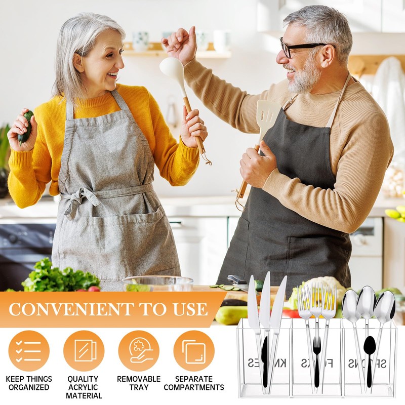 Suzile Acrylic Cutlery Storage Organizer Plastic Utensil Holder Clear Silverware