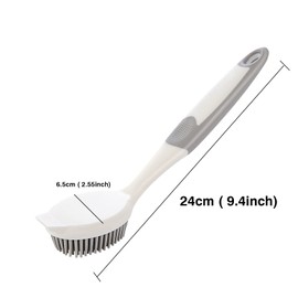 Dish Scrubber, Silicone Soft Bristles Scrub Brush with Scraper Tip, Comfortable Grip Brushes for Kitchen Sink, Pans, Pots, Skillet, Vegetable, Fruit, Potato Cleaning (White/Grey)