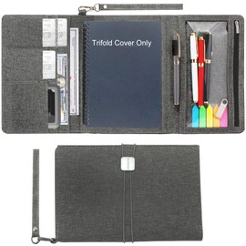 ANSSOW Folio Cover Compatible with Rocketbook Smart Notebook - Portfolio Organizer Padfolio, Business Card Holder Support Zipper Pen Pocket, Portfolios for Men & Women, Excutive Size