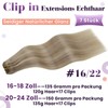 LaaVoo Clip-In Real Hair Extensions, 45 cm, Blonde Extensions, Remy