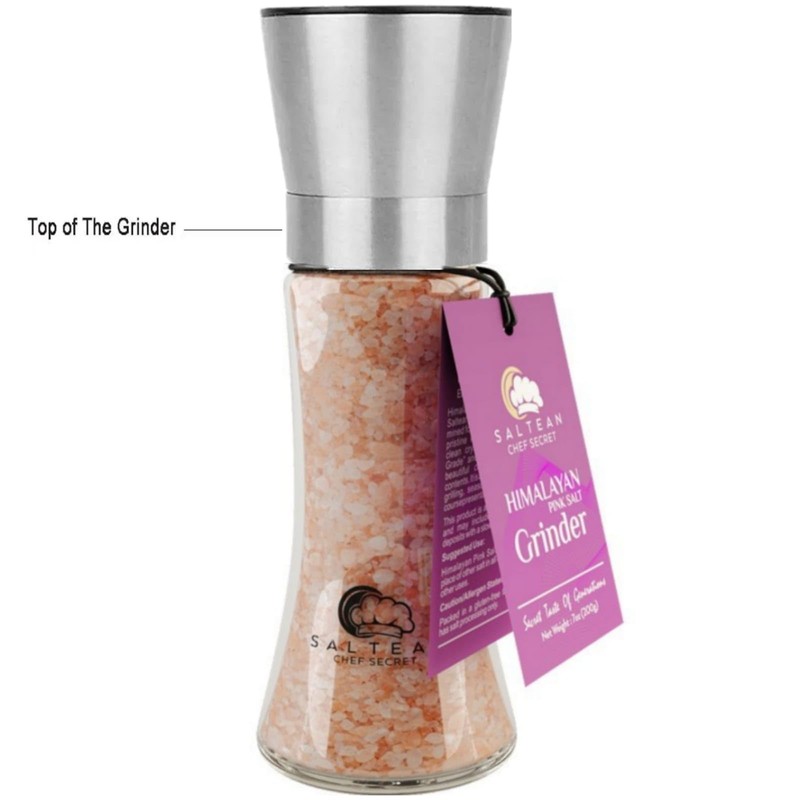 SALTEAN Himalayan Pink Salt Adjustable Grinder Tall |FOOD GRADE- COARSE