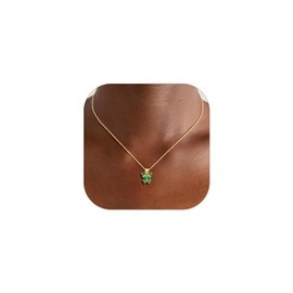Silvora 14k Gold Plated Butterfly Necklace for Women, May Birthstone Necklace Emerald Green Pendant Necklaces Choker Cute Birthstone Jewelry Necklace Chains for Mothers Birthday Gifts