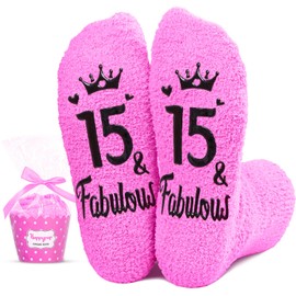 HAPPYPOP 15th Birthday Gifts Ideas Socks - 15 Year Old Birthday Presents for Girls, Happy Birthday Socks for 15 Year Olds