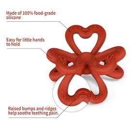Haakaa Silicone Clover Teether Toy - Food Grade Silicone Teething Toys for Babies 3-6 Months 6-12 Months, Soft & Easy Hold Chew Toy for Infant, BPA Free (Copper)