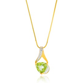 MAX + STONE Sterling Silver Trillion-Cut Peridot and Diamond Accent Pendant Necklace, 18"