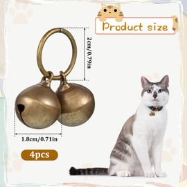 Qulkws 4 Pcs Dog Collar Bells, Bells for Cat Collars, Pet Training Bell, Copper Bell, Loud Charms for Dogs and Cats, Pet Pendant Accessories, Anti-Lost