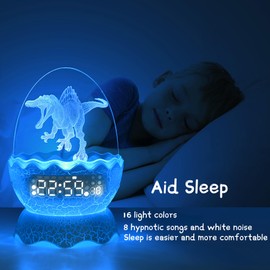HYODREAM Dinosaur Egg Digital Clock | Alarm Clock with Night Light | Lullaby Sound Machine |Bluetooth Speaker, Cool Dinosaur Decor Lamp & Unique Gift for Kids/Boys/Girls