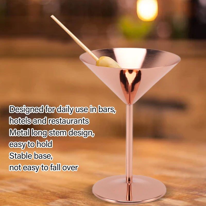 Stainless Steel Martini Glasses Fine Polish Rustproof Elegant Modern Martini