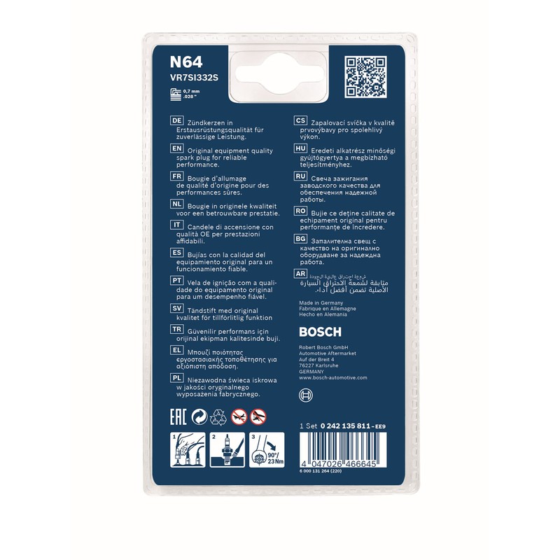 Bosch VR7SI332S (N64) Spark Plugs Double Iridium - Set of