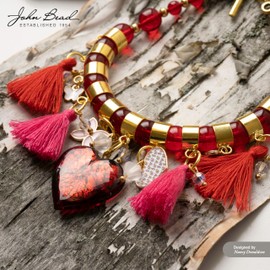 2 Pieces Red Czech Glass Heart Pendant 26mm Lampwork Bead for Jewelry Making