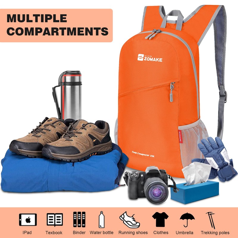 ZOMAKE Foldable Backpack Lightweight Rucksack 20L,Ultra Packable Small Backpacks Water