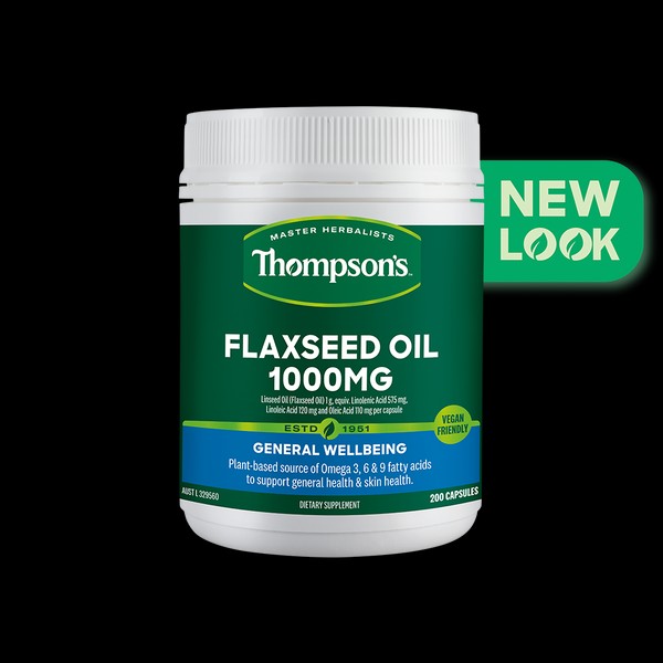 Thompsons Flaxseed Oil Gel-Free 1000mg 200 Vegi Capsules