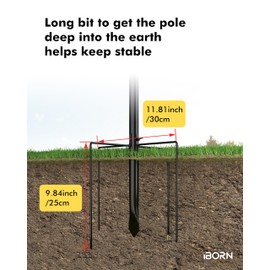 iBorn 1" Bird Pole Stabilizer 4 Prong Base for Stand Station - Outdoor Hanging Hooks for Humming Bird Feeders - Metal Stabilizer for 1 Inch Pole, Pack of 1