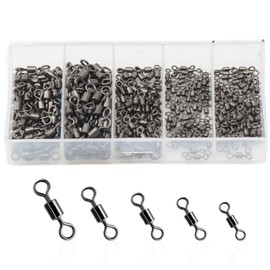 Qwrqwr Rolling Fishing Swivels with Solid Rings and Clips Fish Hook Accessories Link to Barrel Connectors Safety Snaps for Sea Competitive Line Entanglement Prevention 5