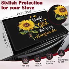Butterfly and Sunflower Stove Top Cover,Glass Cooktop Heat Resistant Ceramic Stove Top Covers Mat Prevents Scratching Stoves/Counter/Washer Top Protector,28x20 in