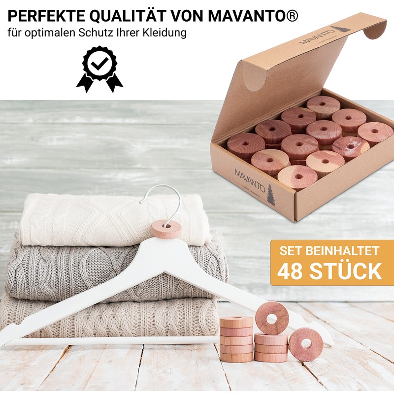MAVANTO 48x Effective Cedar Wood Moth Protection for Wardrobe &