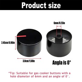 JINJUMEI Pack of 6 Gas Hob Knobs, Cooking Knobs for Gas Hob, 6 mm D Shank, Universal Locks & Control, Knobs & Switches for Stove Oven Replacement