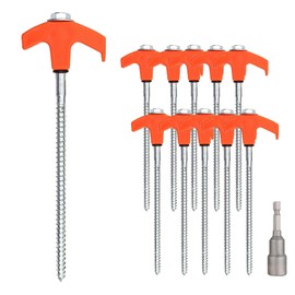BOOSHMall 10 Stück Drehbare Zeltheringe mit Gewinde, Schraubheringe, Felsboden-Erdnägel für Camping und Outdoor, Robust & Stark