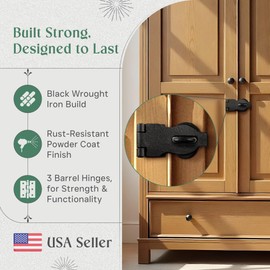 Renovators Supply Black Wrought Iron Hasp Door Latch - Heavy Duty Security Padlock Hasp - Ideal for Doors and Gates - Door Lock for Safety - 4 Inches - Pack of 1