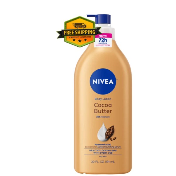 NIVEA Cocoa Butter Body Lotion with Hyaluronic Acid for Dry