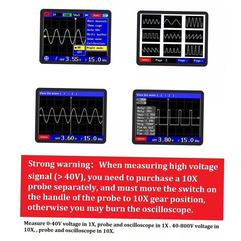 Digital Oscilloscope Handheld Oscilloscope Mini Size Oscilloscope with 5M Bandwidth