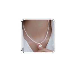Xmsrn Vintage Camellia Flower Pendant Necklace Boho Pearl Choker Necklace Pearl Necklace White Camellia Flower Necklace For Women, Zinc, No Gemstone