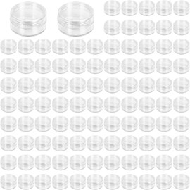 100 Pcs Tarros Cosméticos Rellenables, Frascos de Viaje de Plástico Transparente de 10g, Contenedores Redondos con Tapas Seguras para Cremas, Lociones y Maquillaje