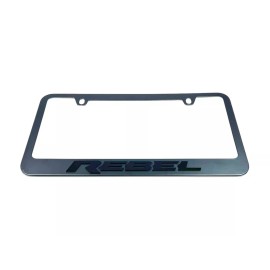 Dodge Ram Rebel Black License Plate Frame - Black Logo