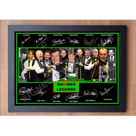 Stunning Quality Snooker Legends Ronnie O'sullivan, Stephen Hendry... Signed/Autographed Print. (A4 FRAMED 33CM X 24CM)