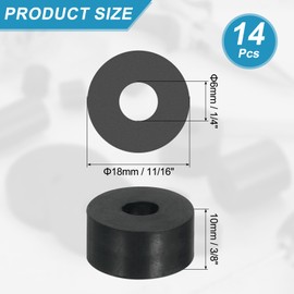 sourcing map 14 Pcs Multi Purpose Rubber Spacer, 0.2" OD x 0.7" ID x 0.4" Thickness Anti-Vibration Isolation Rubber Bushings Grommets Spacers Washers for Home Cars Boat Accessories (Black)