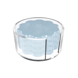 GRAHAM DESIGN Scalloped Acrylic Drink Coaster Set 4‑Pack with Holder – Light Blue Minimalist Beverage Coasters, Non‑Slip Table Protector, Modern Housewarming Gift