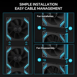 G120Pro 3 Pack Reverse Blade Pc Fan, 120mm Daisy Chain Pc Fans Speed Up to 1850RPM, for Computer Case Cooler（Black）