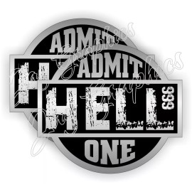 Unbranded/Generic (2) HELL ADMIT ONE Funny Hard Hat Stickers \ Helmet Decals Label 666 Motorcycle
