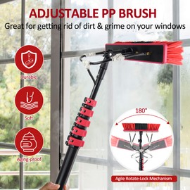 Carivia Water Fed Pole Kit,30ft Length Window Cleaning Poles,Water Fed Brush,Aluminum Outdoor Window Cleaner,Extendable Telescopic Pole Water Fed Brush Spray Washer for Window Glass/Solar Panel