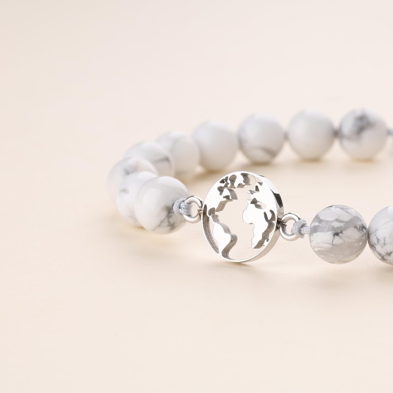 COAI Partner Bracelets Made from Gemstone and World Map Pendants,
